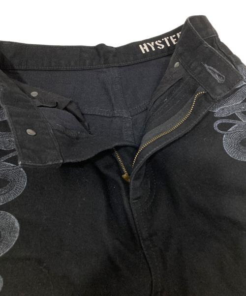 Hysteric Glamour（ヒステリックグラマー）Hysteric Glamour (ヒステリックグラマー) SNAKE LOOP柄デニムフレアパンツ スネークループ ブラック サイズ:２６の古着・服飾アイテム