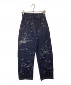 Mame Kurogouchiマメクロゴウチ）の古着「Nature Pattern Jacquard Wide Leg Jeans ネイチャーパターンジャガードワイドレッグジーンズ」｜インディゴ