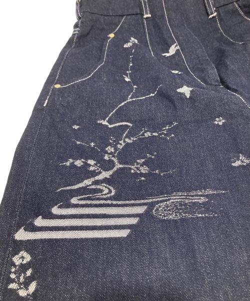 Mame Kurogouchi（マメクロゴウチ）Mame Kurogouchi (マメクロゴウチ) Nature Pattern Jacquard Wide Leg Jeans ネイチャーパターンジャガードワイドレッグジーンズ インディゴ サイズ:1の古着・服飾アイテム