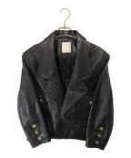 Sandroサンドロ）の古着「Shanny Cropped Leather Jacket　シャニークロップドレザージャケット　SFPBL00353-20」｜ブラック