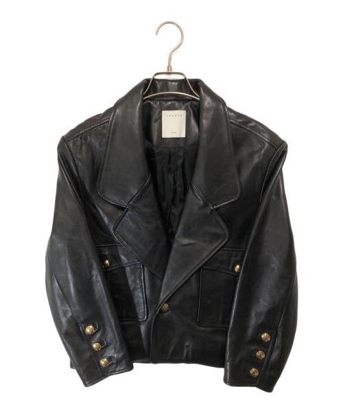 Sandro（サンドロ）Sandro (サンドロ) Shanny Cropped Leather Jacket　シャニークロップドレザージャケット　SFPBL00353-20 ブラック サイズ:1の古着・服飾アイテム