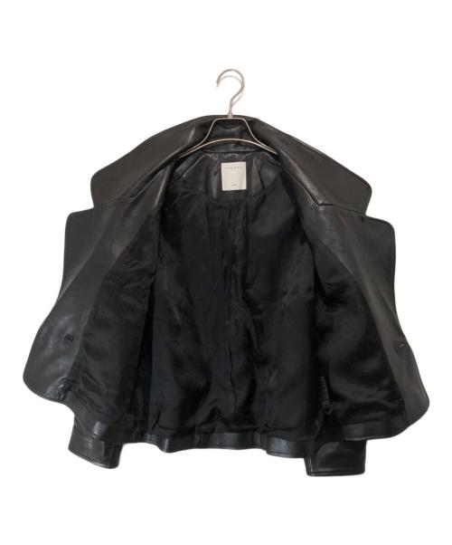 Sandro（サンドロ）Sandro (サンドロ) Shanny Cropped Leather Jacket　シャニークロップドレザージャケット　SFPBL00353-20 ブラック サイズ:1の古着・服飾アイテム
