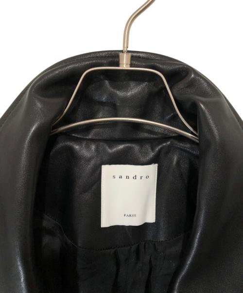 Sandro（サンドロ）Sandro (サンドロ) Shanny Cropped Leather Jacket　シャニークロップドレザージャケット　SFPBL00353-20 ブラック サイズ:1の古着・服飾アイテム