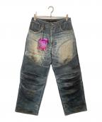 ANDERSSON BELLアンダーソンベル）の古着「DENIM TROMPE-L'OEIL GRAPHIC BIKER JEAN　デニムトロンプルイユグラフィックバイカージーン」｜インディゴ