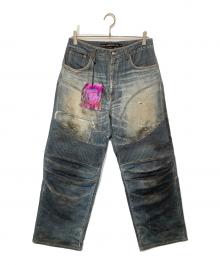 ANDERSSON BELL（アンダーソンベル）の古着「DENIM TROMPE-L'OEIL GRAPHIC BIKER JEAN　デニムトロンプルイユグラフィックバイカージーン」｜インディゴ