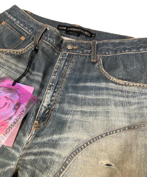 ANDERSSON BELL（アンダーソンベル）ANDERSSON BELL (アンダーソンベル) DENIM TROMPE-L'OEIL GRAPHIC BIKER JEAN　デニムトロンプルイユグラフィックバイカージーン インディゴ サイズ:30の古着・服飾アイテム