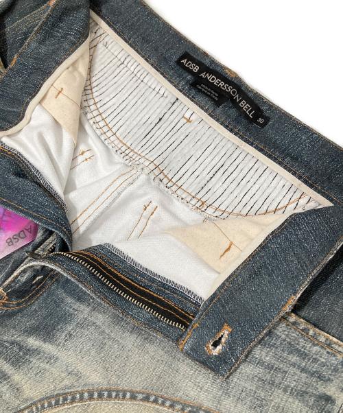 ANDERSSON BELL（アンダーソンベル）ANDERSSON BELL (アンダーソンベル) DENIM TROMPE-L'OEIL GRAPHIC BIKER JEAN　デニムトロンプルイユグラフィックバイカージーン インディゴ サイズ:30の古着・服飾アイテム