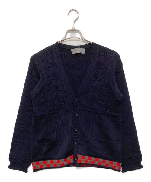 COMME des GARCONS HOMME（コムデギャルソン オム）COMME des GARCONS HOMME (コムデギャルソン オム) ウール アーガイル 裾 チェック 切替 Vネック ニット カーディガン HN-070110 ネイビー サイズ:なしの古着・服飾アイテム