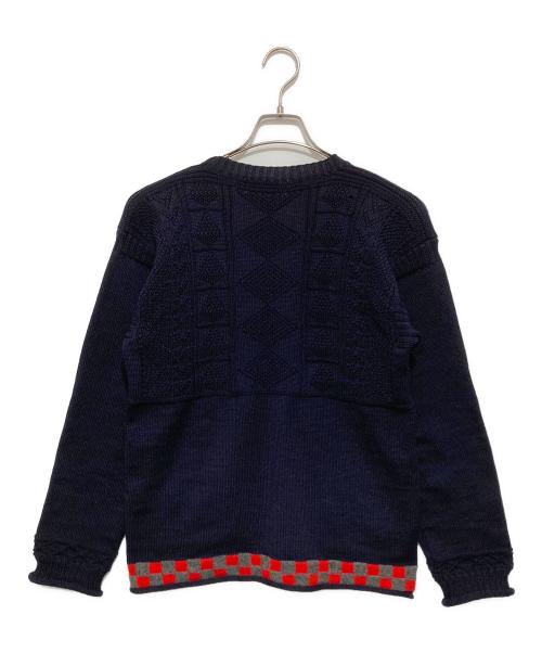 COMME des GARCONS HOMME（コムデギャルソン オム）COMME des GARCONS HOMME (コムデギャルソン オム) ウール アーガイル 裾 チェック 切替 Vネック ニット カーディガン HN-070110 ネイビー サイズ:なしの古着・服飾アイテム