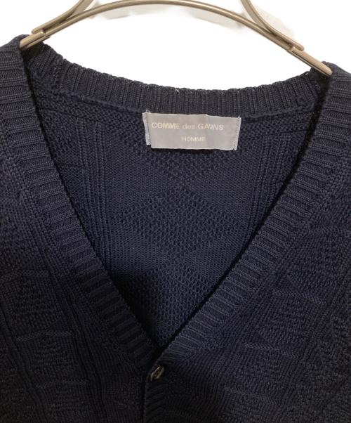 COMME des GARCONS HOMME（コムデギャルソン オム）COMME des GARCONS HOMME (コムデギャルソン オム) ウール アーガイル 裾 チェック 切替 Vネック ニット カーディガン HN-070110 ネイビー サイズ:なしの古着・服飾アイテム