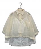 sacaiサカイ）の古着「Organza and Poplin Shirt オーガンザ アンド ポプリン シャツ 21-05568」｜ホワイト
