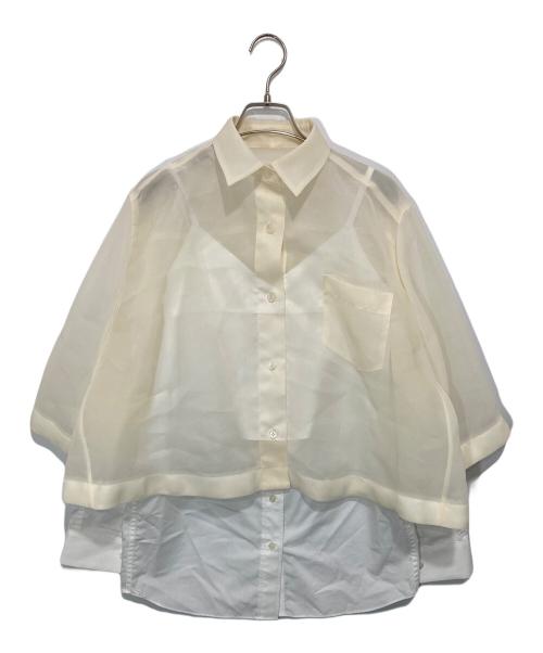 sacai（サカイ）sacai (サカイ) Organza and Poplin Shirt オーガンザ アンド ポプリン シャツ 21-05568 ホワイト サイズ:1の古着・服飾アイテム