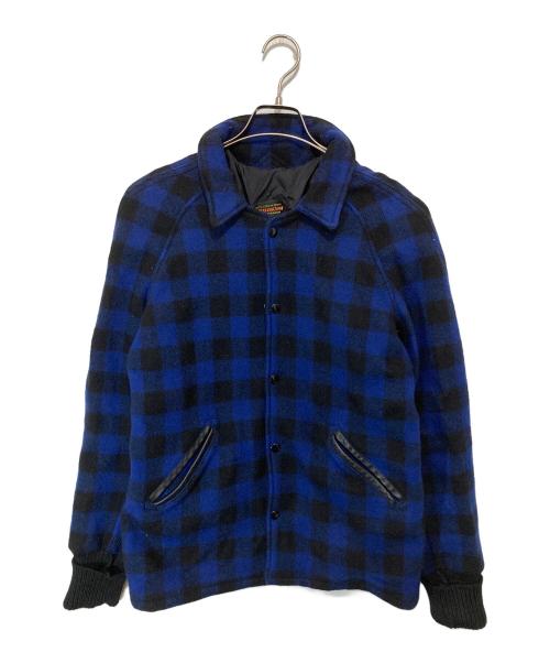 skookum（スクーカム）skookum (スクーカム) ウールチェックコーチジャケット ブラック×ブルー サイズ:38の古着・服飾アイテム