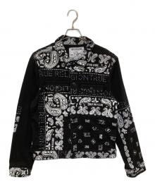 TRUE RELIGION（トゥルー レリジョン）の古着「Jimmy Paisley Denim Jacket ジミー ペイズリー デニム ジャケット 108170」｜ブラック