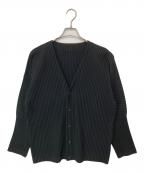 HOMME PLISSE ISSEY MIYAKEオム プリッセ イッセイ ミヤケ）の古着「BASICS ロングスリーブ プリーツカーディガン HP55JL141」｜ブラック
