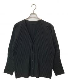 HOMME PLISSE ISSEY MIYAKE（オム プリッセ イッセイ ミヤケ）の古着「BASICS ロングスリーブ プリーツカーディガン HP55JL141」｜ブラック
