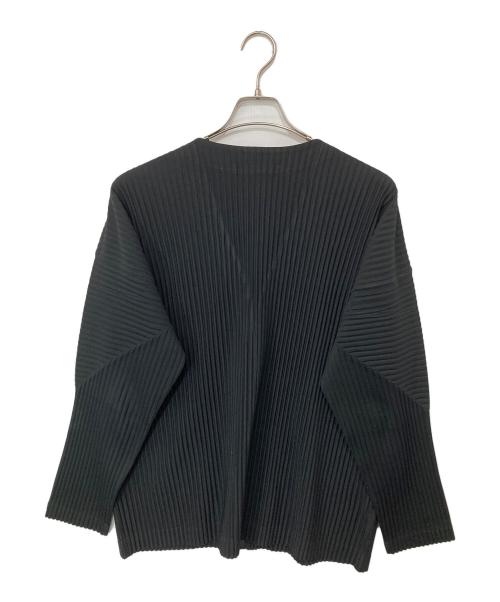 HOMME PLISSE ISSEY MIYAKE（オム プリッセ イッセイ ミヤケ）HOMME PLISSE ISSEY MIYAKE (オム プリッセ イッセイ ミヤケ) BASICS ロングスリーブ プリーツカーディガン HP55JL141 ブラック サイズ:２の古着・服飾アイテム