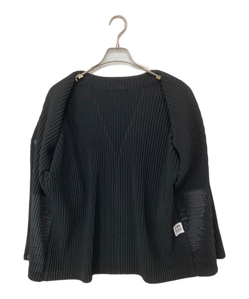 HOMME PLISSE ISSEY MIYAKE（オム プリッセ イッセイ ミヤケ）HOMME PLISSE ISSEY MIYAKE (オム プリッセ イッセイ ミヤケ) BASICS ロングスリーブ プリーツカーディガン HP55JL141 ブラック サイズ:２の古着・服飾アイテム