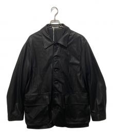 AURALEE（オーラリー）の古着「TEXTURED LAMB LEATHER BLOUSON テクスチャードラムレザーブルゾン」｜ブラック