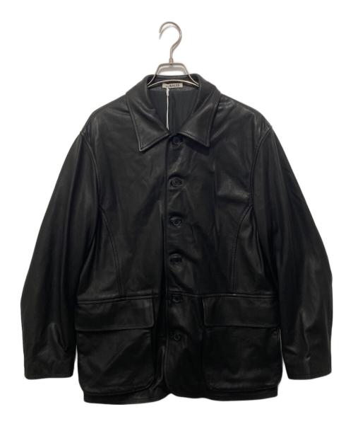 AURALEE（オーラリー）AURALEE (オーラリー) TEXTURED LAMB LEATHER BLOUSON テクスチャードラムレザーブルゾン ブラック サイズ:3の古着・服飾アイテム