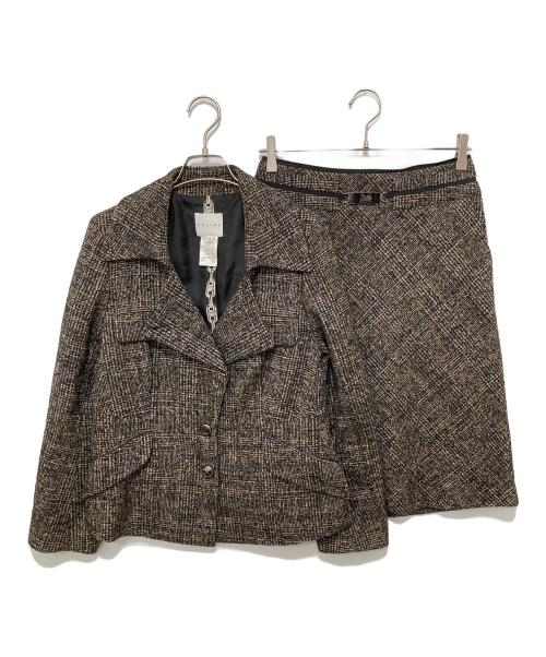 CELINE（セリーヌ）CELINE (セリーヌ) ツイードセットアップ ブラウン サイズ:38の古着・服飾アイテム