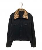 Yohji Yamamoto pour hommeヨウジヤマモト プールオム）の古着「レオパード柄襟デニムジャケット　02AW」｜ブラック