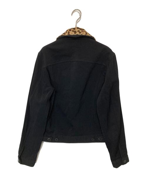 Yohji Yamamoto pour homme（ヨウジヤマモト プールオム）Yohji Yamamoto pour homme (ヨウジヤマモト プールオム) レオパード柄襟デニムジャケット　02AW ブラック サイズ:3の古着・服飾アイテム