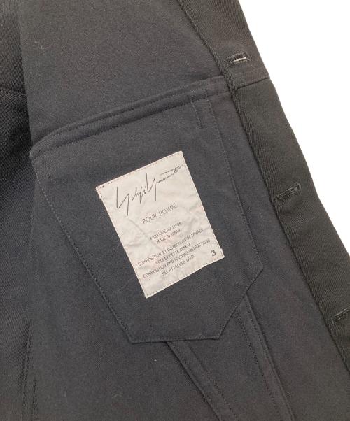 Yohji Yamamoto pour homme（ヨウジヤマモト プールオム）Yohji Yamamoto pour homme (ヨウジヤマモト プールオム) レオパード柄襟デニムジャケット　02AW ブラック サイズ:3の古着・服飾アイテム