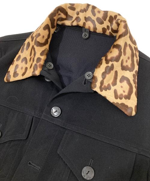Yohji Yamamoto pour homme（ヨウジヤマモト プールオム）Yohji Yamamoto pour homme (ヨウジヤマモト プールオム) レオパード柄襟デニムジャケット　02AW ブラック サイズ:3の古着・服飾アイテム