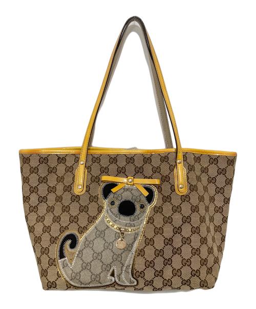 GUCCI（グッチ）GUCCI (グッチ) グッチョリ オリバー GGキャンバストート　212374 ブラウンの古着・服飾アイテム