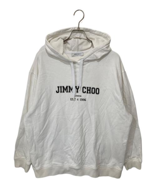 JIMMY CHOO（ジミーチュウ）JIMMY CHOO (ジミーチュウ) カレッジロゴ パーカー ホワイト サイズ:Lの古着・服飾アイテム