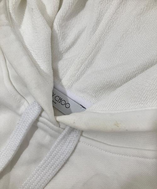 JIMMY CHOO（ジミーチュウ）JIMMY CHOO (ジミーチュウ) カレッジロゴ パーカー ホワイト サイズ:Lの古着・服飾アイテム
