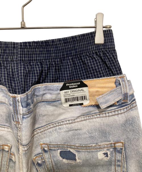 Protocol Index（プロトコルインデックス）Protocol Index (プロトコルインデックス) トロンプルイユデニムパンツ インディゴ サイズ:3の古着・服飾アイテム