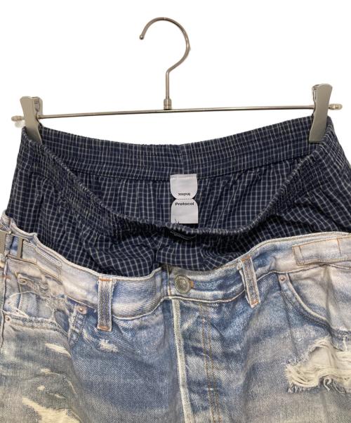 Protocol Index（プロトコルインデックス）Protocol Index (プロトコルインデックス) トロンプルイユデニムパンツ インディゴ サイズ:3の古着・服飾アイテム