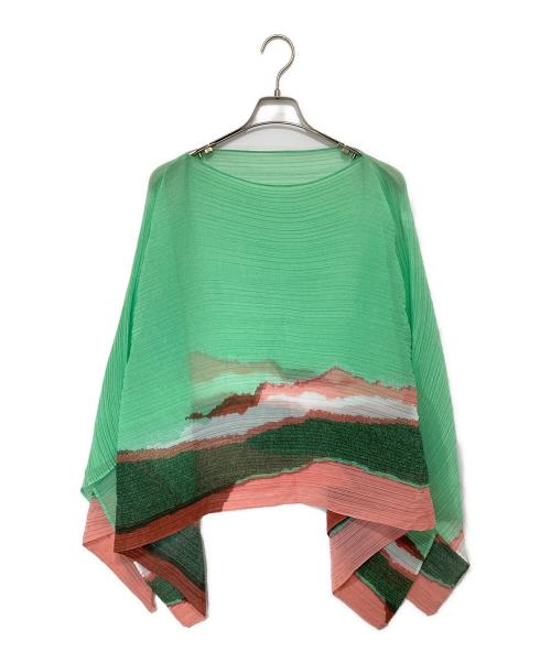 PLEATS PLEASE（プリーツプリーズ）PLEATS PLEASE (プリーツプリーズ) Grainy Colors Madame-T　グレーニーカラーズマダムティー ミントグリーン サイズ:FREEの古着・服飾アイテム