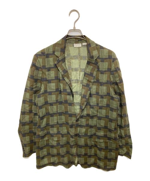 DRIES VAN NOTEN（ドリスヴァンノッテン）DRIES VAN NOTEN (ドリスヴァンノッテン) LEN LYE (レン・ライ) 21SS リネンジャケット グリーン サイズ:48の古着・服飾アイテム