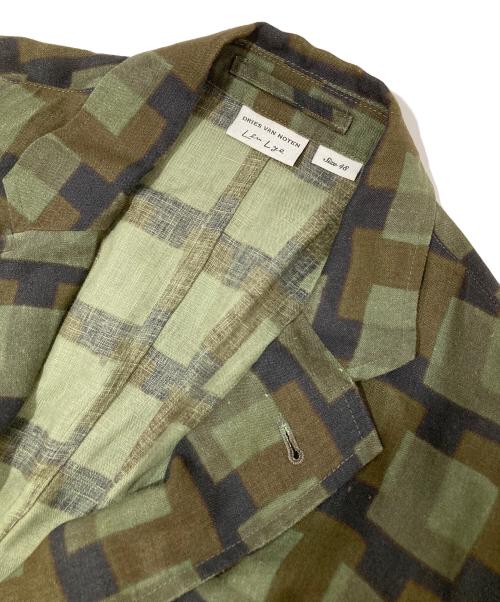 DRIES VAN NOTEN（ドリスヴァンノッテン）DRIES VAN NOTEN (ドリスヴァンノッテン) LEN LYE (レン・ライ) 21SS リネンジャケット グリーン サイズ:48の古着・服飾アイテム