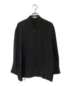 ATONエイトン）の古着「KYOTO TSURIZOME SILK OVERSIZED SHIRT　キョウト ツリゾメ シルク オーバーサイズ シャツ　BLAGSM0304」｜ブラック