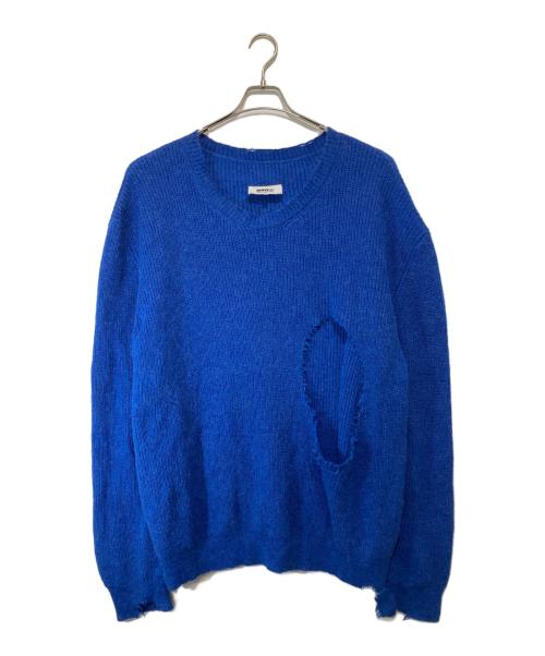 MM6 Maison Margiela（エムエムシックスメゾンマルジェラ）MM6 Maison Margiela (エムエムシックスメゾンマルジェラ) フロント穴空きニット S52HL0005 S18298 ブルー サイズ:Sの古着・服飾アイテム