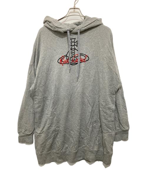 Vivienne Westwood RED LABEL（ヴィヴィアンウエストウッドレッドレーベル）Vivienne Westwood RED LABEL (ヴィヴィアンウエストウッドレッドレーベル) オーブロゴプリントフーデッドワンピース　	 17-12-551003 グレー サイズ:00の古着・服飾アイテム