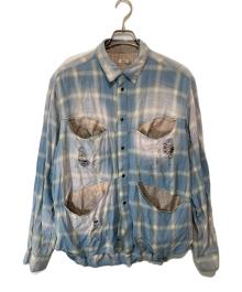 KHOKI（コッキ）の古着「Vintage-Effect Shirt ヴィンテージ エフェクト シャツ」｜ブルー
