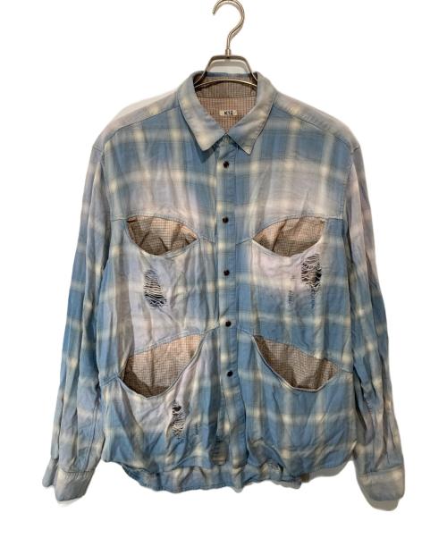 KHOKI（コッキ）KHOKI (コッキ) Vintage-Effect Shirt ヴィンテージ エフェクト シャツ ブルー サイズ:3の古着・服飾アイテム