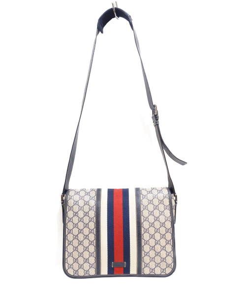 GUCCI（グッチ）GUCCI (グッチ) ショルダーバッグ ホワイト×ネイビー 145844 213317の古着・服飾アイテム