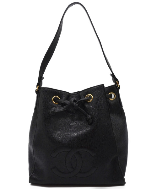 CHANEL（シャネル）CHANEL (シャネル) 巾着型ワンショルダーバッグ ブラック 4287824の古着・服飾アイテム