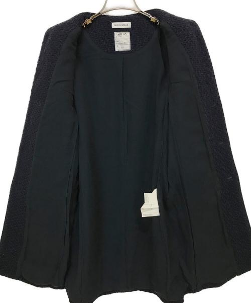 MADISON BLUE（マディソンブルー）MADISON BLUE (マディソンブルー) TWEED NOCOLLAR LONG JACKET ネイビー サイズ:01(S)の古着・服飾アイテム