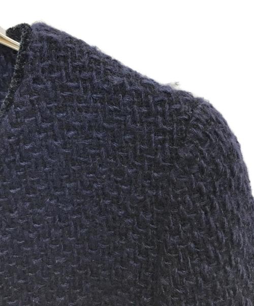 MADISON BLUE（マディソンブルー）MADISON BLUE (マディソンブルー) TWEED NOCOLLAR LONG JACKET ネイビー サイズ:01(S)の古着・服飾アイテム