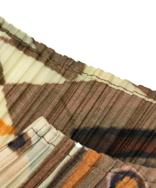 PLEATS PLEASE（プリーツプリーズ）PLEATS PLEASE (プリーツプリーズ) エスニック柄転写プリーツブラウス ブラウン サイズ:3の古着・服飾アイテム