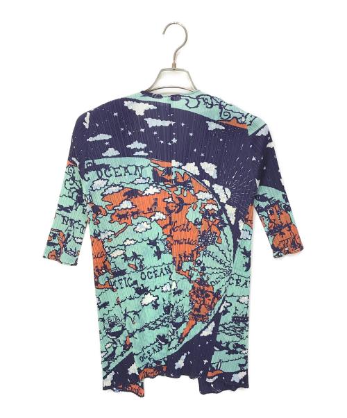 PLEATS PLEASE（プリーツプリーズ）PLEATS PLEASE (プリーツプリーズ) World Map転写プリーツカーディガン マルチカラー サイズ:4の古着・服飾アイテム