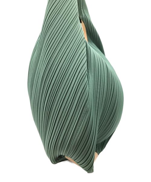 PLEATS PLEASE（プリーツプリーズ）PLEATS PLEASE (プリーツプリーズ) レザー切替ねじれプリーツトートバッグ グリーン サイズ:-の古着・服飾アイテム