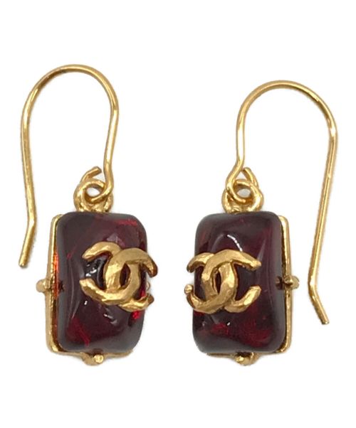CHANEL（シャネル）CHANEL (シャネル) ココマークグリポアピアス ゴールド×レッド サイズ:-の古着・服飾アイテム